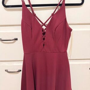 Speechless Burgundy Spaghetti Strap A-Line Dress